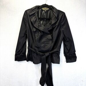 Moshita Couture Belted Blouse Womens 18 Black‎ Long Sleeve Stretch Office Formal